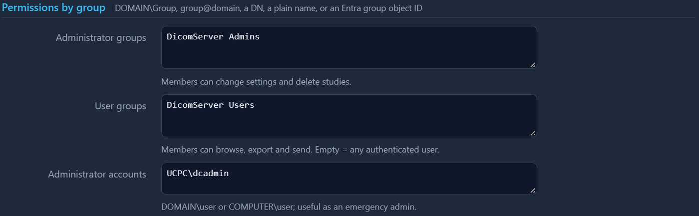 Group fields filled in